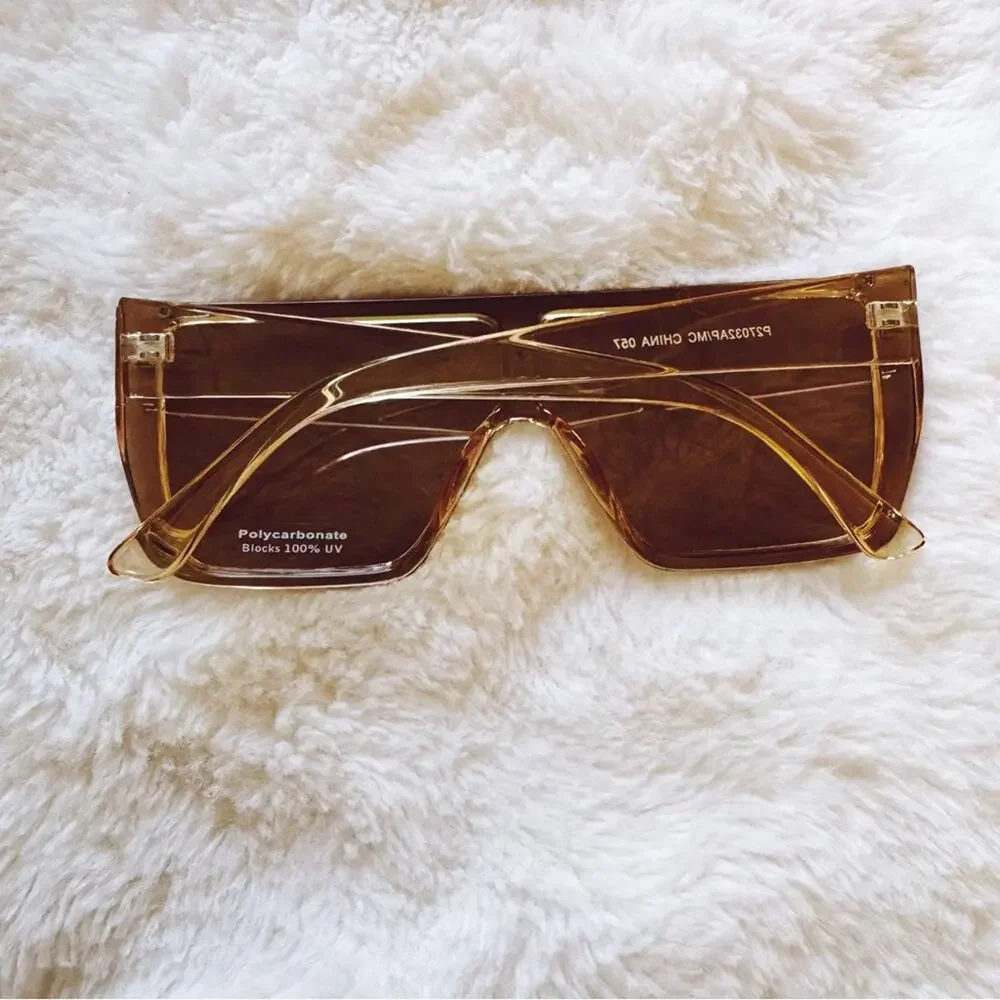 Greta Clear Yellow Oversized Statement Sunglasses